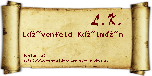 Lövenfeld Kálmán névjegykártya